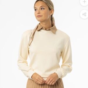 Dress Blank Cream and Tan Corduroy Collar Sweater size M